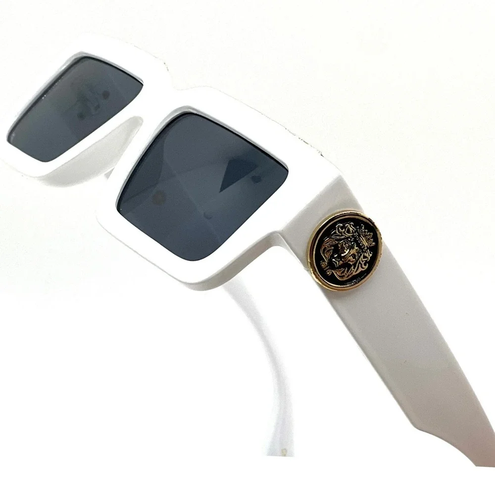 Hip Hop Sunglasses White Thick Frame Square Black Lens Party Beach Street Lentes